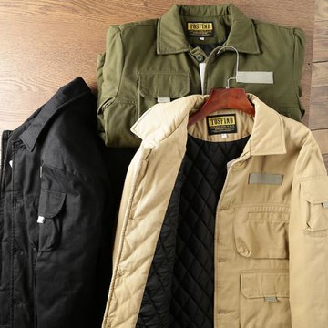 注意區別 夾棉厚款！ 外貿男裝工廠尾貨全棉口袋工裝夾克休閑外套