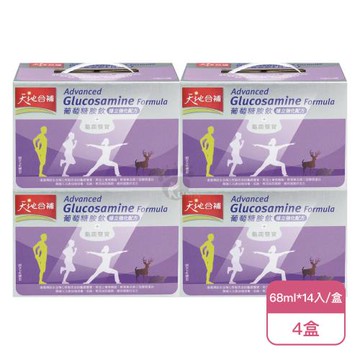 【QUAKER 桂格】天地合補 葡萄糖胺飲 穩立強化配方+龜鹿雙寶X4盒(68ml*14瓶/盒)
