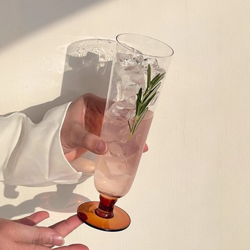 「可開發票 闆娘任性價」中古ins風琥珀玻璃杯 小衆設計 高腳杯 微醺酒杯 飲料果汁杯 雞尾酒杯 酒吧酒杯
