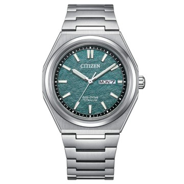 CITIZEN星辰 GENT'S系列 Zenshin 超級鈦光動能腕錶/綠色 AW0130-85X-39.5mm