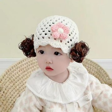 英國DGKP女寶寶帽子可愛超萌韓版春秋季新款嬰兒公主款護耳假發帽