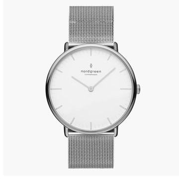 Nordgreen Native本真 月光銀系列極夜真皮腕錶40mmNR40SIMESIXX
