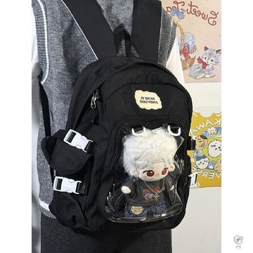 👜 化妝收納包 👜原创日系透明痛包双肩包学生大容量10cm15cm20cm娃包初中高中书包