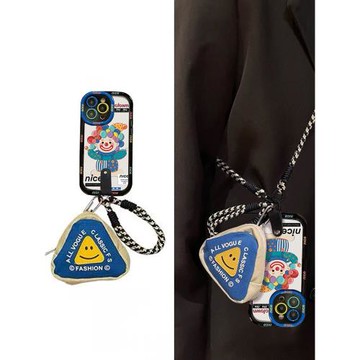 趣味小丑笑臉零錢包手繩適用于三星s21ultra手機殼s9+保護套s21 FE軟S22斜挎繩S23防摔note20ultra軟note10+