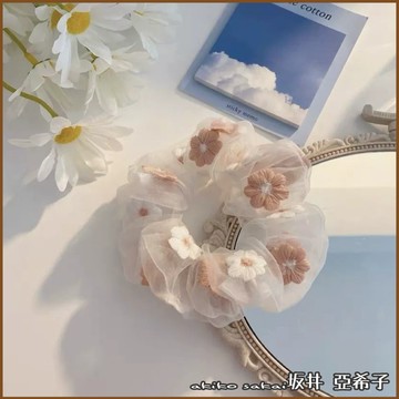 『坂井．亞希子』日本森林系手工刺繡透明網紗花朵造型髮圈