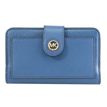 MICHAEL KORS MK CHARM 金屬LOGO扣式簡易零錢中夾.牛仔藍