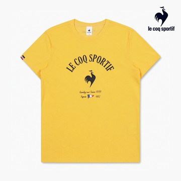 【LE COQ SPORTIF 法國公雞】男款黃色休閒潮流短袖T恤LKT23202