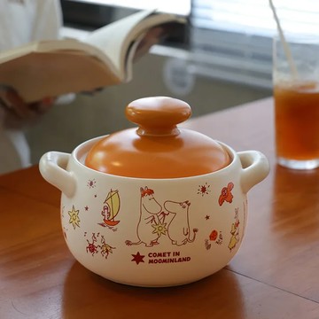 萬土燒 嚕嚕米MOOMIN 正版授權 燉煮陶鍋/湯鍋-橘色彗星款 - 1200ML