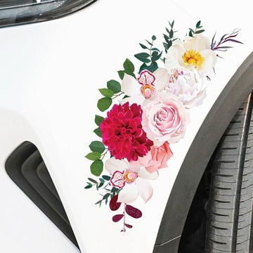 花卉劃痕遮擋貼紙 個性車貼 汽車車身劃痕遮蓋貼紙 電動車裝飾貼紙 電瓶車貼紙 車身貼紙 劃痕貼紙 車貼 保險槓颳痕裝飾貼