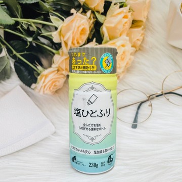 潼漾小舖 日本 食鹽製造株式會社 家庭食用鹽 230g 防止倒太多瓶蓋設計