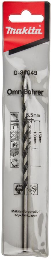 MAKITA 牧田 D-31049 萬用鑽頭 5.5*150mm 圓柄 直桿 鑽頭 鑽尾 水泥 瓷磚 木材 金屬