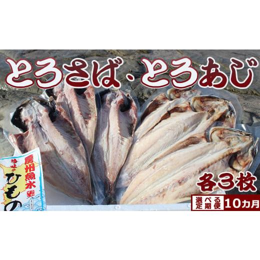 ふるさと納税 千葉県 鴨川市 脂の乗った『とろさば』『とろあじ』のひもの 各３枚 × 選べる10カ月《毎月便》　[0100-0049]