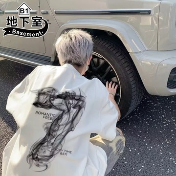地下室B1-短袖 美式T恤 7號 男生衣服 寬鬆 休閒 情侶上衣 大尺碼5XL【NL625102】