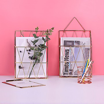 樂嫚妮 牆面壁掛收納架/收納置物籃-玫瑰金