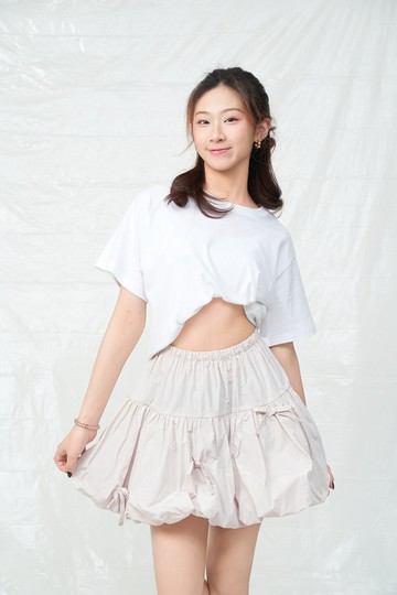 氣球蝴蝶結短裙 甜杏