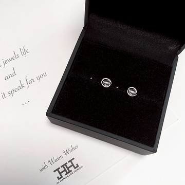 2色入 | 手製原創極簡約白水晶耳釘 C型 耳環