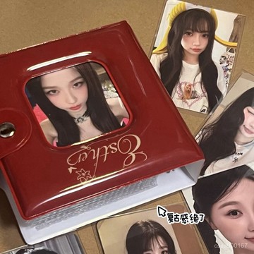 熱銷好貨📣復古紅 一宮格星光卡冊3寸小卡追星鏤空簡約小眾高顏值 高顏值小卡 小卡收納 星光卡冊 創意卡冊 卡冊 MUU0