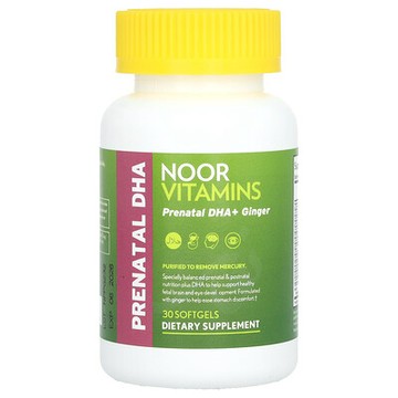 Noor Vitamins, 產前 DHA + 薑，30 粒軟凝膠