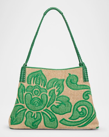 Libra Raffia & Leather Shoulder Bag