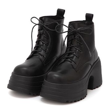 D+AF 舞力全開增高加厚底綁帶短靴 黑