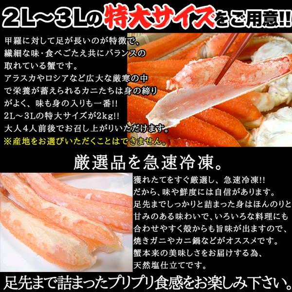 特大ズワイ蟹足 2kg ぷりぷり食感 ボイルずわいがに 約4人前 ギフト対応可 冷凍便