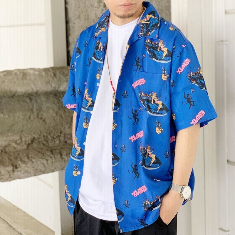 全2色 エクストララージ XLARGE 半袖シャツ アロハシャツ S/S BURN