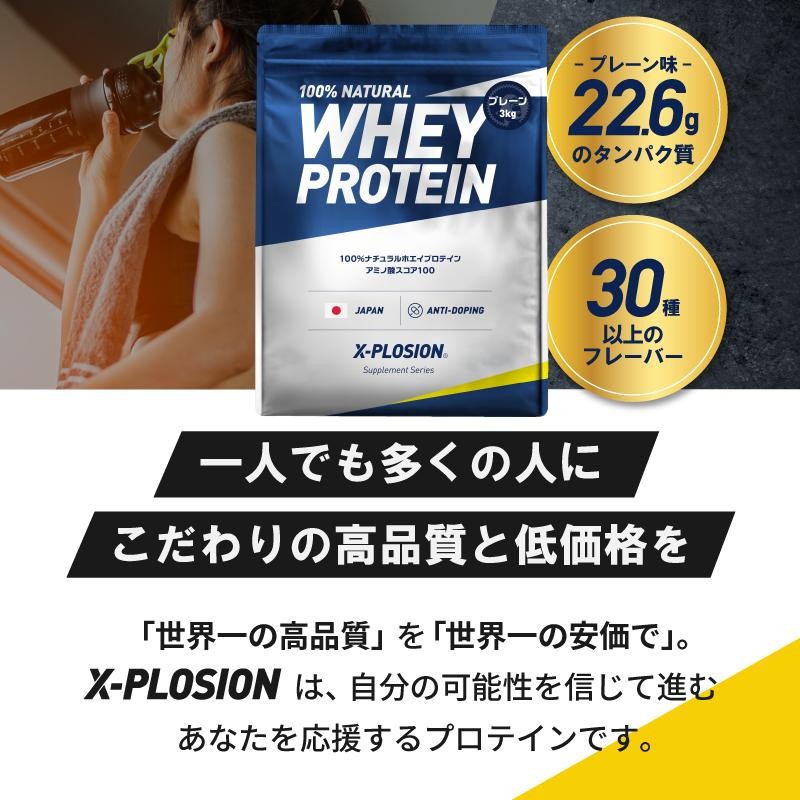 エクスプロージョン WPC 3kg プレーン味 100%ホエイプロテイン 大容量