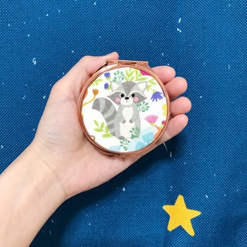 森林小浣熊/玫瑰金.分格收納盒.可拆式隨身藥盒. 耳環飾品收納盒