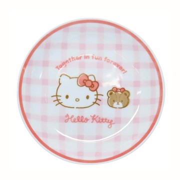 asdfkitty*KITTY粉格泰迪熊陶瓷盤 小菜盤 點心盤 蛋糕盤 水果盤-可微波-日本正版商品