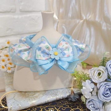 朝露。花邊項圈 - 藍色丨貓兔狗 寵物領巾 項圈 頸圈