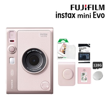 【原廠皮套100張底片組合】富士 Fujifilm Instax Mini EVO (玫瑰粉) 拍立得相機 印相機 公司貨 保固一年