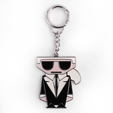 KARL LAGERFELD 西裝老佛爺金屬公仔鑰匙圈吊(黑)