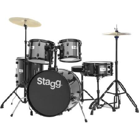 Stagg TIM120B BK 5-Piece 20-Inch 6-Ply basswood Standard Drum Set with Hardware ＆ Cymbals Black