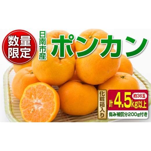 ふるさと納税 宮崎県 日南市 数量限定『日南市産ポンカン(Mサイズ)計4.5kg以上』傷み補償分200g付き　フルーツ　果物　柑橘　ぽんかん　みかん　国産 BA45-23