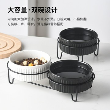 【滿299出貨】貓碗狗碗陶瓷黑色水碗黑碗貓咪狗盆狗狗食盆水盆寵物喝水防打翻貓