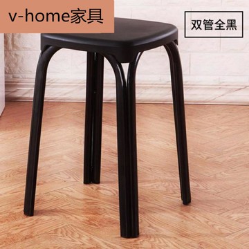 塑料高凳子圓凳椅子辦公室加粗輕便休閑結實商用餐廳收納鋼管加厚