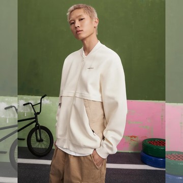 CONVERSE WORDMARK BOMBER JACKET EGRET 男 外套 白