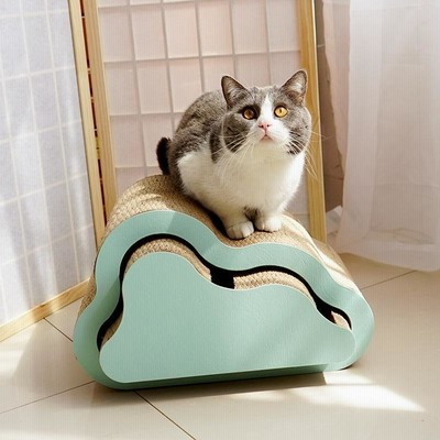 ベルと雲の形をしたツーインワンの猫のスクラッチボード、ふけのないグラインダー、猫のおもちゃ、縦型の大きな猫のスクラッチボード