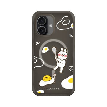 iPhone 17 AirX 本質黑 - 懶散兔與啾先生 Lazy Rabbit and Mr.Chu - 荷包蛋