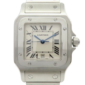 CARTIER 卡地亞 白色錶盤 不鏽鋼 Santos Galbee 腕錶 W20060D6 【二手名牌BRAND OFF】