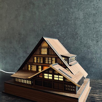 【木屋小夜燈-和田家】床頭燈/桌面擺件/合掌村/原創設計/USB/LED