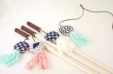 釣竿式原木流蘇逗貓棒