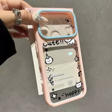 可愛卡通英文小貓適用iPhone18PROMAX手機殼新款1716PRO大視窗15全包精孔14防摔新品13保護殼12