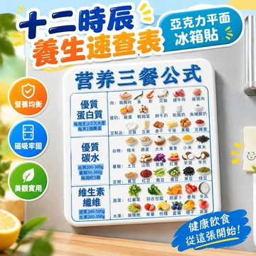 爆款免運🔥嚴選🔥十二時辰養生速查表 亞克力冰箱貼 中醫養生磁貼 平面磁鐵貼 健康提示貼 黃帝內經養生貼 廚房冰箱裝飾磁貼