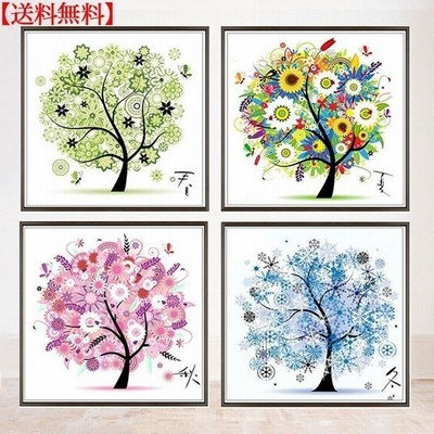 クロスステッチ 刺繍キット 春夏秋冬 四季 図案印刷 やり方 風景画 自然 樹 木 花 植物 モダンアート リビング 雰囲気転換 初心者 三四郎市場 通販 Lineポイント最大get Lineショッピング