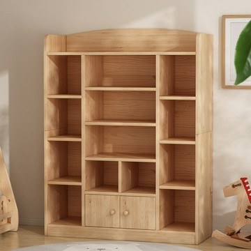 免運/快速出貨 實木板書架落地家用客廳靠墻收納展示櫃學生臥室簡易格子書櫃