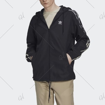adidas 外套 男款 運動外套 風衣外套 三葉草 國際碼 CAMO WB 黑 HK5139