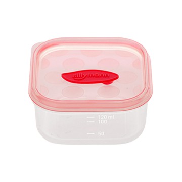 sillymann 100%鉑金矽膠副食品保鮮盒 - 120ml 柔軟材質 安全設計 BPA Free 適用於4個月以上嬰兒  粉色  1組