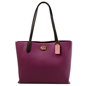 COACH C0692 WILLOW 印花襯裡撞色三層肩背包.深紫