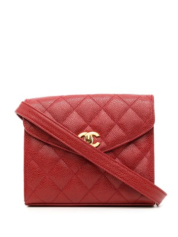 CHANEL Pre-Owned - 1992 CC diamond-quilted crossbody bag - women - Caviar Leather - One Size - Red